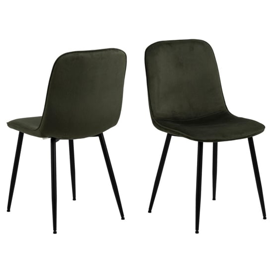 Product photograph of Davos Olive Green Fabric Dining Chairs In Pair from Furniture in Fashion