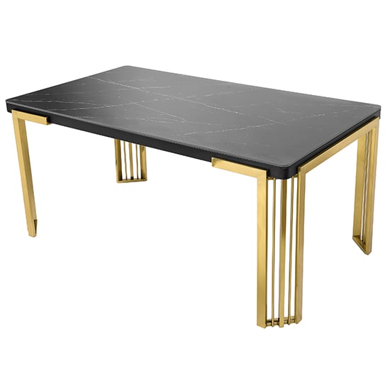 Product photograph of Davos Sintered Stone Coffee Table In Black With Gold Frame from Furniture in Fashion