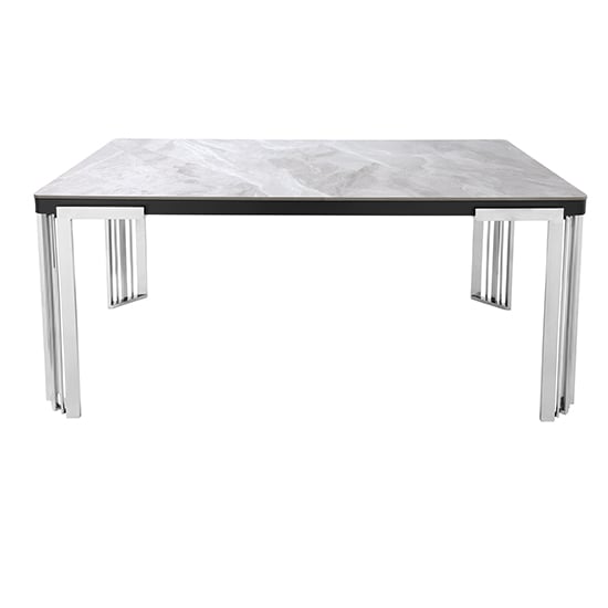 Product photograph of Davos Sintered Stone Coffee Table In Grey With Silver Frame from Furniture in Fashion