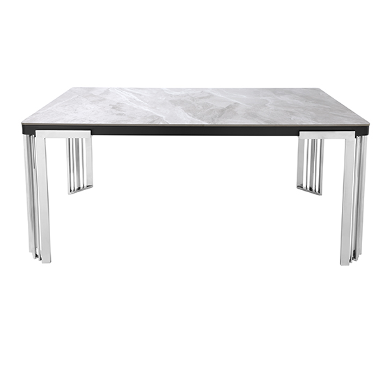 Product photograph of Davos Sintered Stone Coffee Table In Grey With Silver Frame from Furniture in Fashion