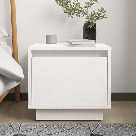 Read more about Dawes solid pinewood bedside cabinet with 1 drawer in white