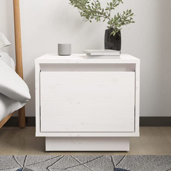 Dawes Solid Pinewood Bedside With 1 Drawer In White Furniture