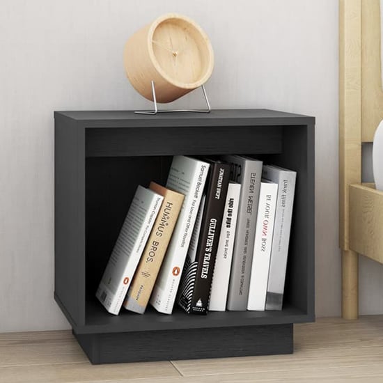 Product photograph of Dawes Solid Pinewood Bedside Cabinet In Grey from Furniture in Fashion
