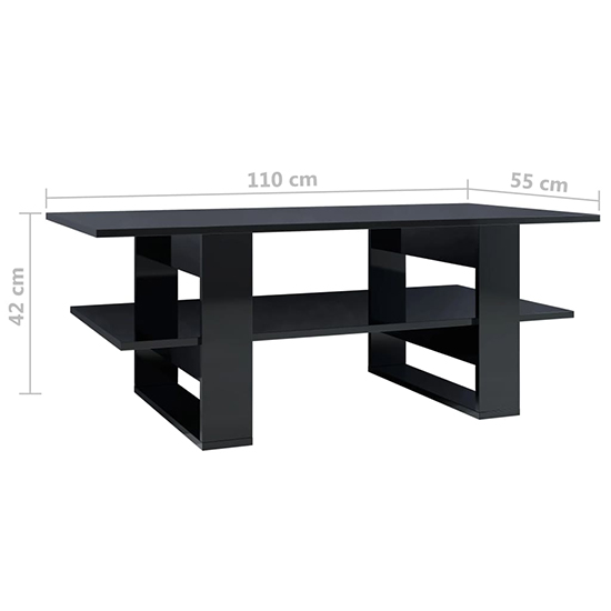 Dawid High Gloss Coffee Table With Undershelf In Black_3