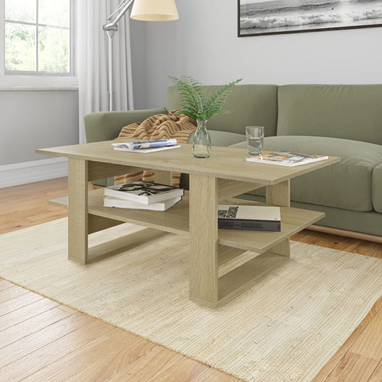 Dawid Wooden Coffee Table With Undershelf In Sonoma Oak Furniture in