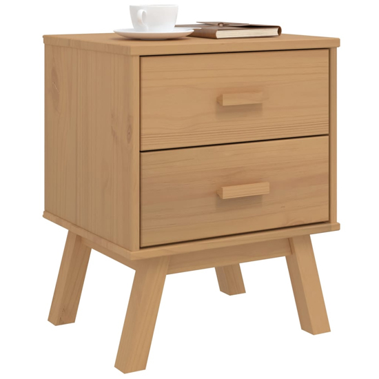 Dawlish Wooden Bedside Cabinet With 2 Drawers In Brown