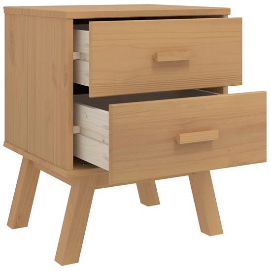 Dawlish Wooden Bedside Cabinet With 2 Drawers In Brown