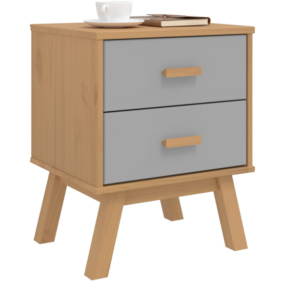 Dawlish Wooden Bedside Cabinet With 2 Drawers In Grey And Brown