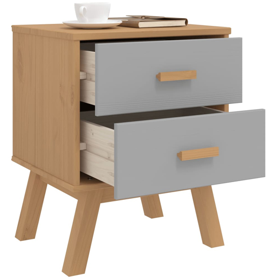Dawlish Wooden Bedside Cabinet With 2 Drawers In Grey And Brown