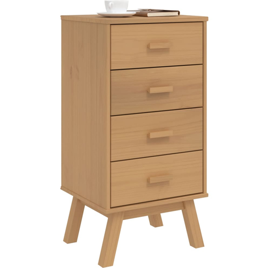Dawlish Wooden Bedside Cabinet With 4 Drawers In Brown