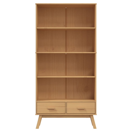 Dawlish Wooden Bookcase With 2 Drawers In Brown
