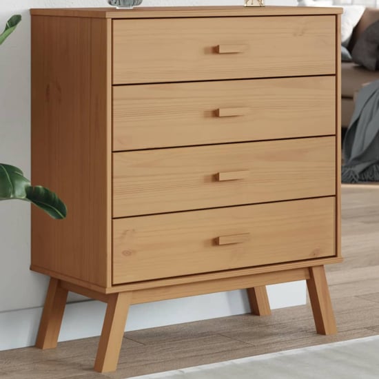 Product photograph of Dawlish Wooden Chest Of 4 Drawers In Brown from Furniture in Fashion