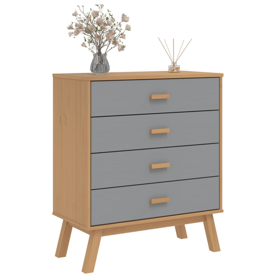 Dawlish Wooden Chest Of 4 Drawers In Grey And Brown