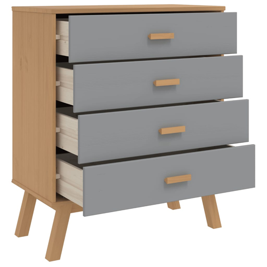 Dawlish Wooden Chest Of 4 Drawers In Grey And Brown
