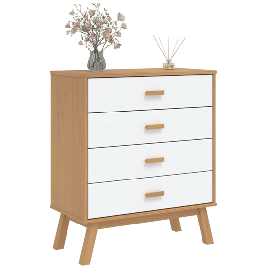Dawlish Wooden Chest Of 4 Drawers In White And Brown