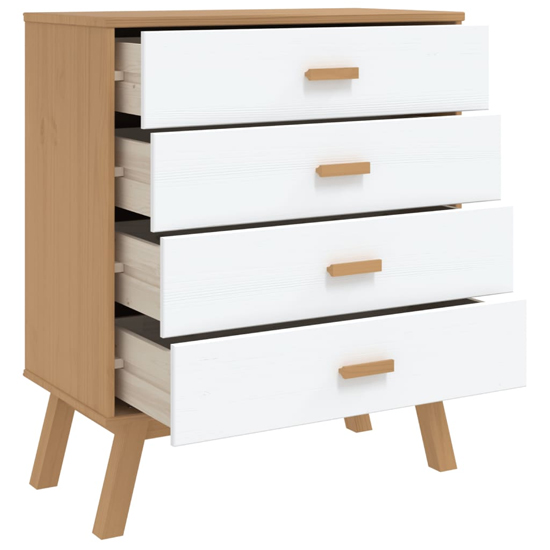 Dawlish Wooden Chest Of 4 Drawers In White And Brown