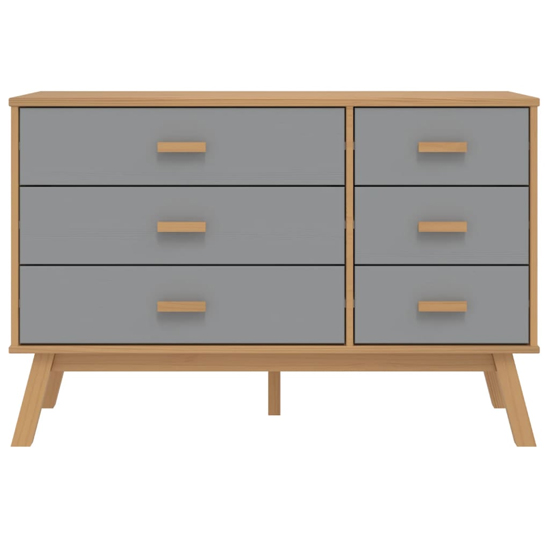 Dawlish Wooden Chest Of 6 Drawers In Grey And Brown