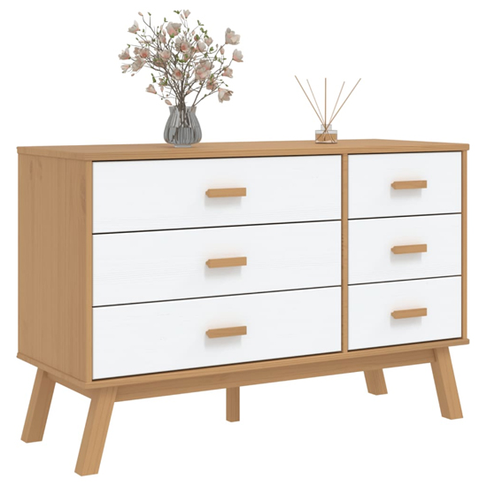 Dawlish Wooden Chest Of 6 Drawers In White And Brown