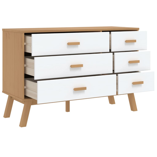 Dawlish Wooden Chest Of 6 Drawers In White And Brown