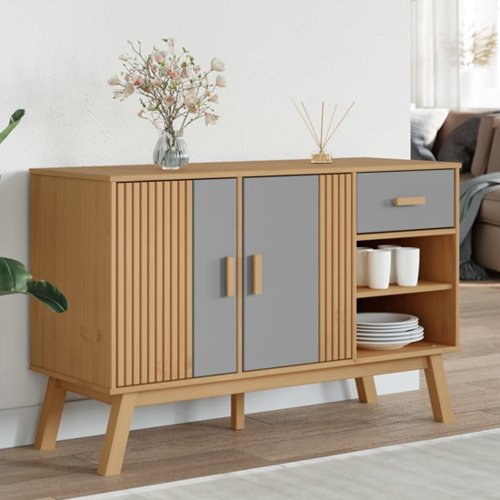 Dawlish Wooden Sideboard With 2 Doors 1 Drawers In Grey Brown