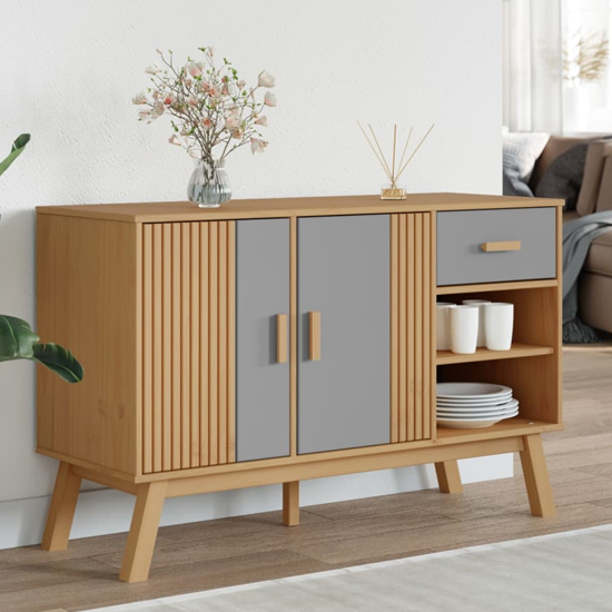 Read more about Dawlish wooden sideboard with 2 doors 1 drawers in grey brown