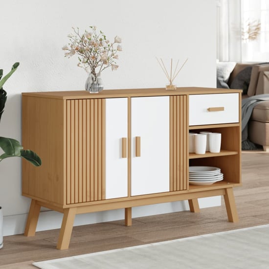 Product photograph of Dawlish Wooden Sideboard With 2 Doors 1 Drawers In White Brown from Furniture in Fashion