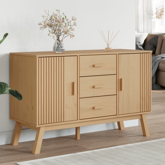 Dawlish Wooden Sideboard With 2 Doors 3 Drawers In Brown