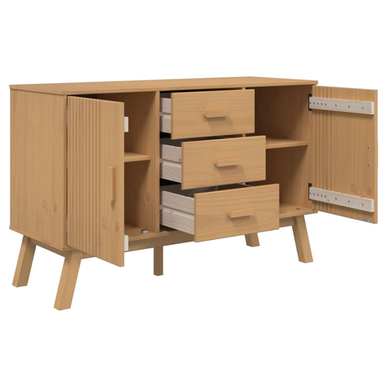 Dawlish Wooden Sideboard With 2 Doors 3 Drawers In Brown