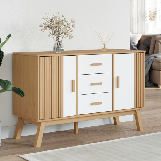 Dawlish Wooden Sideboard With 2 Doors 3 Drawers In White Brown