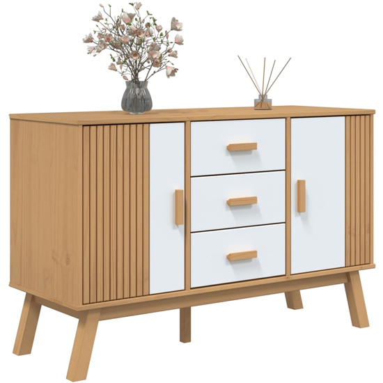 Dawlish Wooden Sideboard With 2 Doors 3 Drawers In White Brown