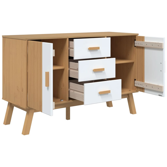 Dawlish Wooden Sideboard With 2 Doors 3 Drawers In White Brown