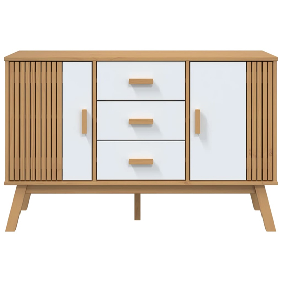 Dawlish Wooden Sideboard With 2 Doors 3 Drawers In White Brown