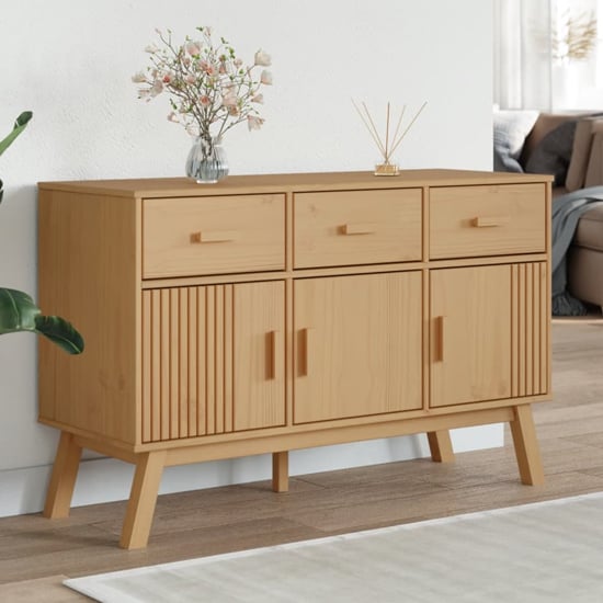 Read more about Dawlish wooden sideboard with 3 doors 3 drawers in brown