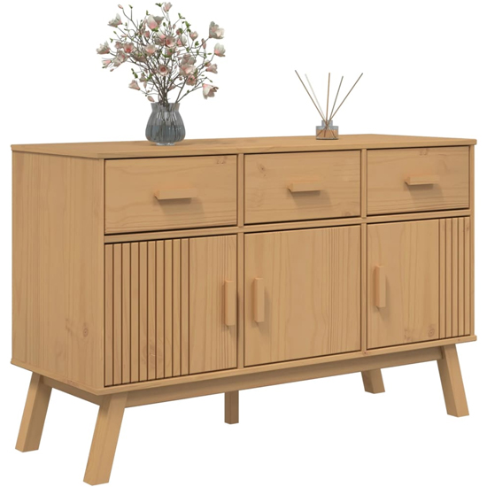 Dawlish Wooden Sideboard With 3 Doors 3 Drawers In Brown