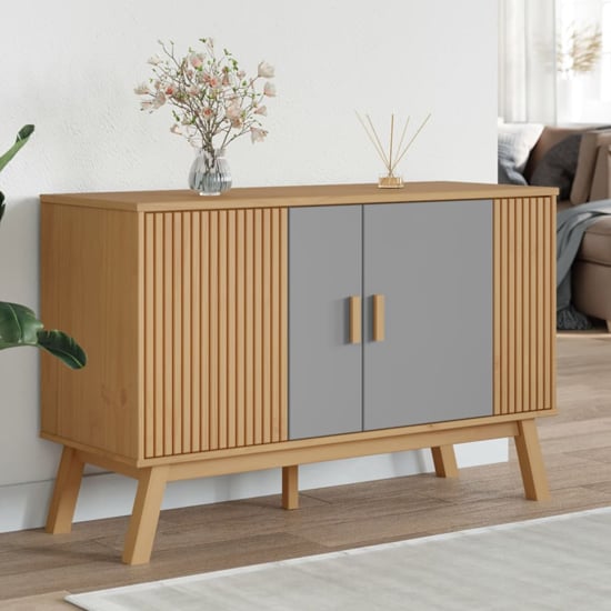 Product photograph of Dawlish Wooden Storage Cabinet With 2 Doors In Grey And Brown from Furniture in Fashion
