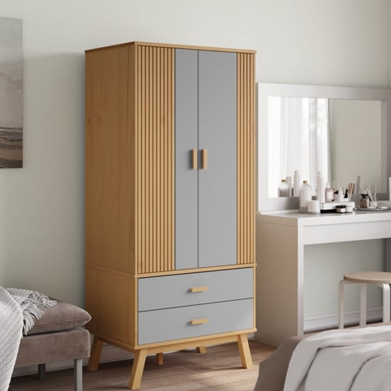 Read more about Dawlish wooden wardrope with 2 doors in grey and brown