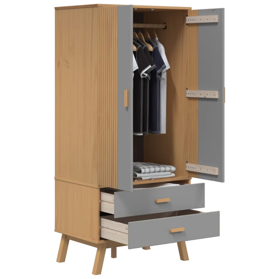 Dawlish Wooden Wardrope With 2 Doors In Grey And Brown