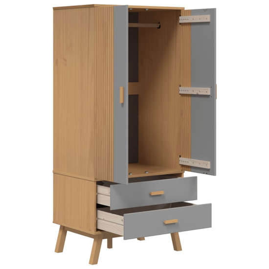 Dawlish Wooden Wardrope With 2 Doors In Grey And Brown