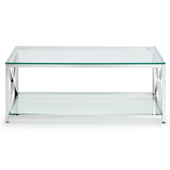 Maemi Glass Coffee Table With Chrome Stainless Steel Frame