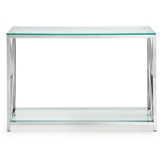 Maemi Glass Console Table With Chrome Stainless Steel Frame_3