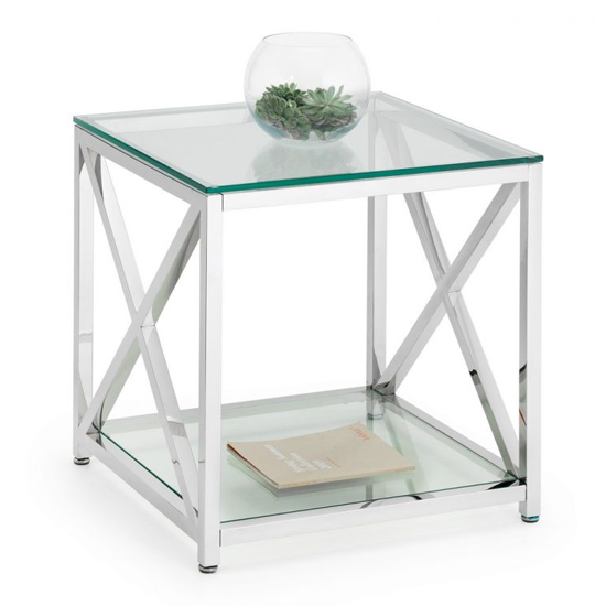 Maemi Glass Lamp Table With Chrome Stainless Steel Frame_2