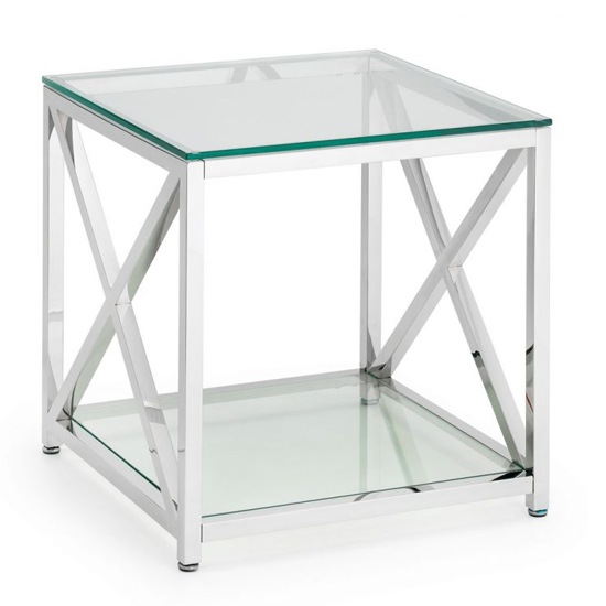Maemi Glass Lamp Table With Chrome Stainless Steel Frame_3