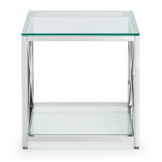 Maemi Glass Lamp Table With Chrome Stainless Steel Frame