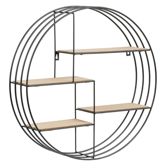 Read more about Dawson natural wooden wall shelf with black metal frame