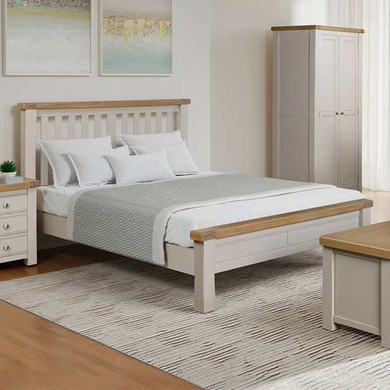 Read more about Dawson wooden king size bed in taupe