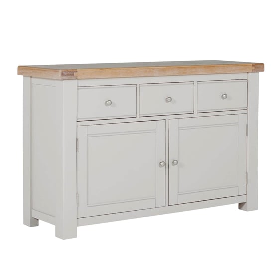Read more about Dawson wooden sideboard with 2 doors 3 drawers in taupe