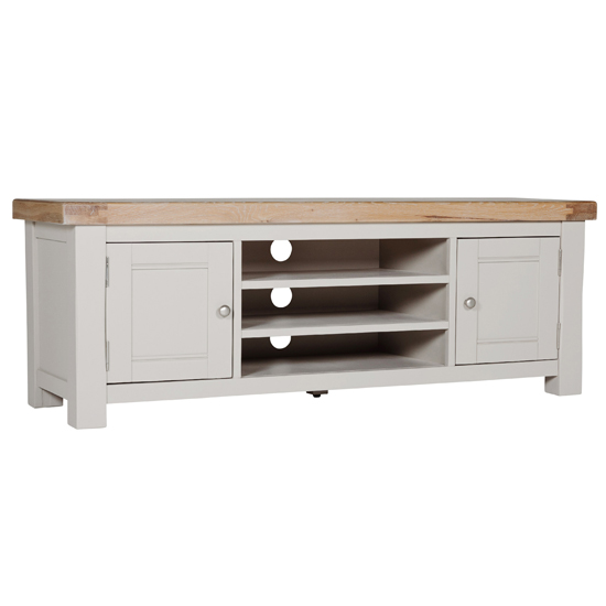 Read more about Dawson wooden tv stand with 2 doors in taupe