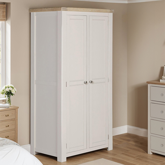 Read more about Dawson wooden wardrobe with 2 doors in taupe