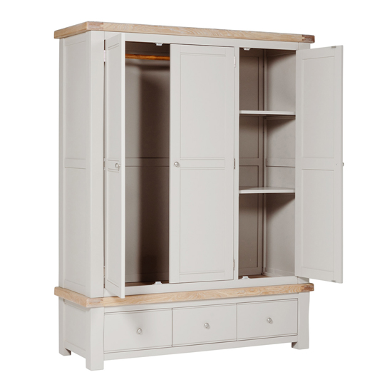 Dawson Wooden Wardrobe With 3 Doors 3 Drawers In Taupe