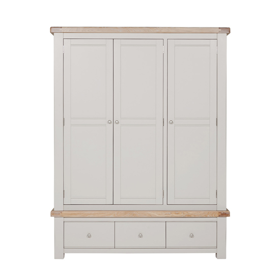 Dawson Wooden Wardrobe With 3 Doors 3 Drawers In Taupe